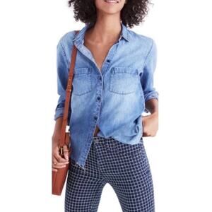 Madewell Chambray Long Sleeve Shirt Blue‎ Size Small